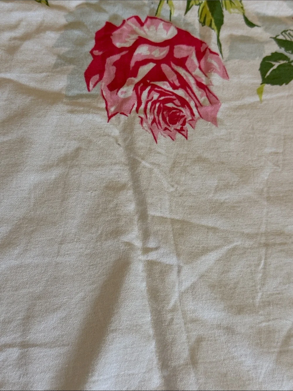 Vintage Rectangular Shabby Chic Cottagecore Table Cloth Cover with Cabbage Roses